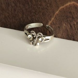 Sterling Silver Cubic Zirconia Butterfly Toe Ring